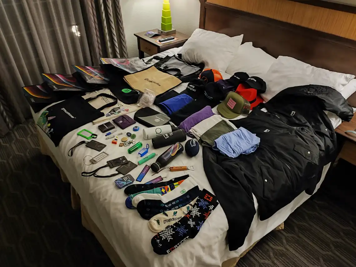 My re:Invent swag - pack light!